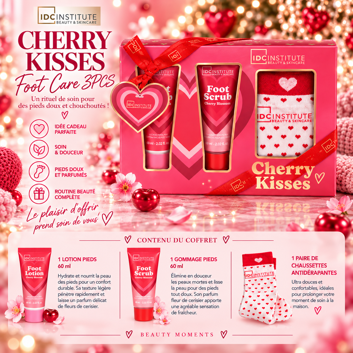 🎀 Coffret Soin des Pieds Cherry Kisses – 3 Pièces 🍒