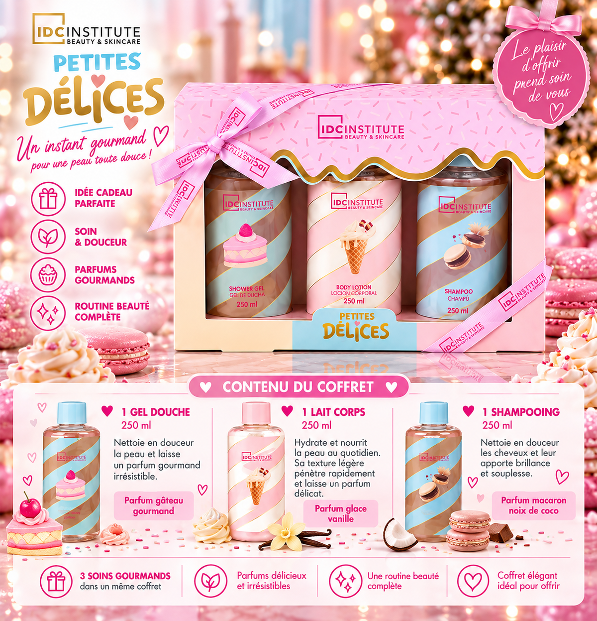🍰 Coffret Douceurs Gourmandes – 3 Soins Corps & Cheveux