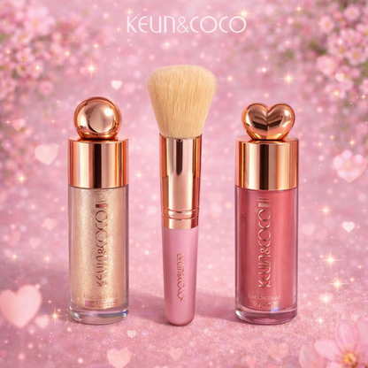 💖 Coffret Glow – Highlighter & Blush Liquides + Pinceau