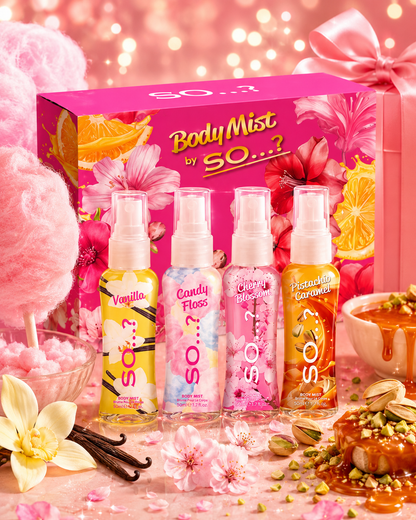 Coffret 4 Brumes 50ml - Vanille, Barbe à Papa, Fleur de Cerisier, Caramel Pistache 🌸