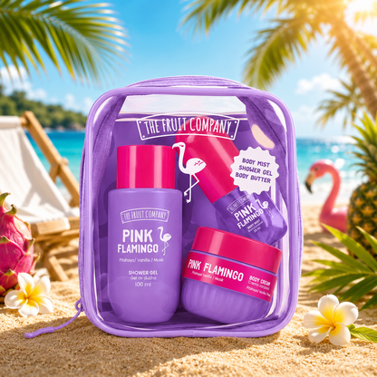 Travel Bag Pink Flamingo – Fruit du dragon, vanille & musc 🦩☀️