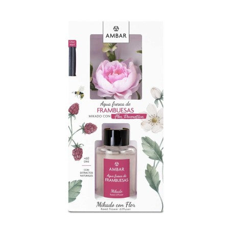 Mikado avec fleur décorative - Senteur framboise - 75ml